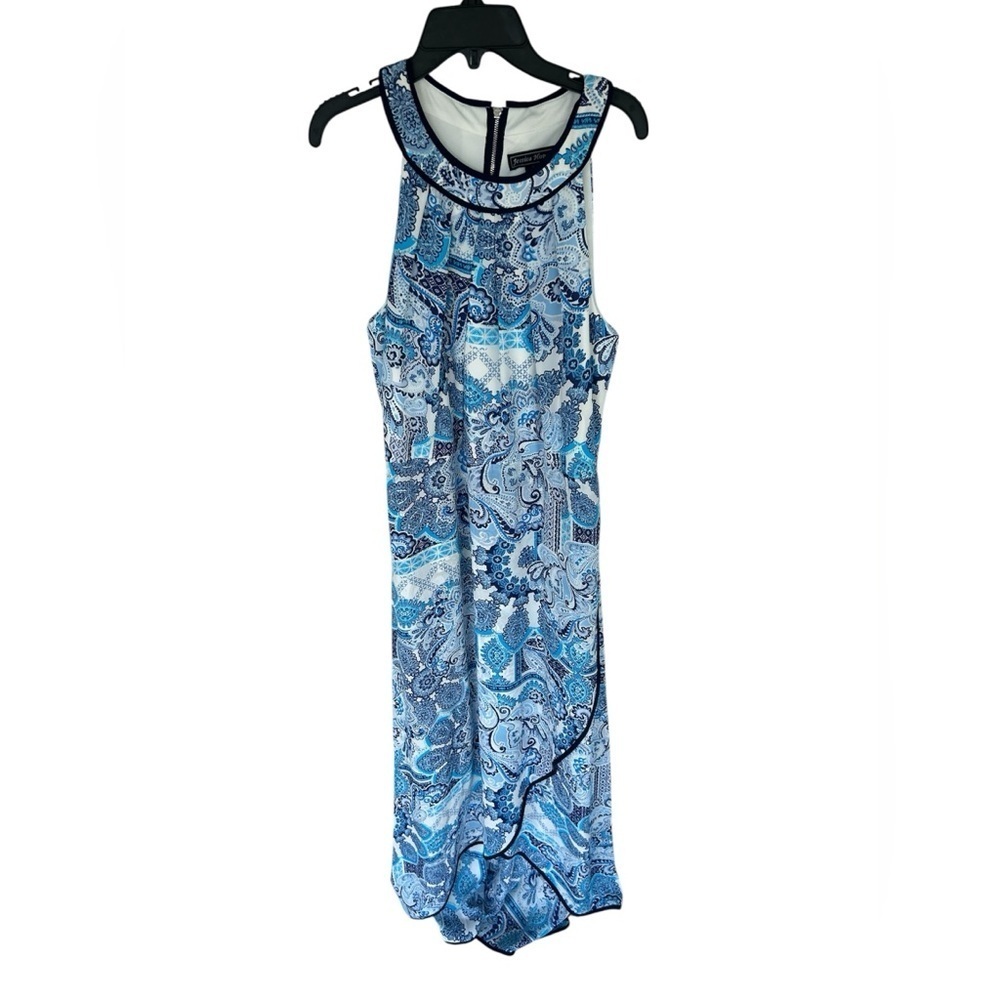 Jessica Howard White / Blue Maxi Dress Size 14 Spring